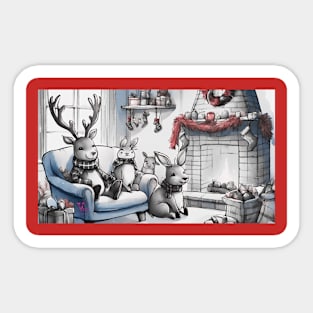 Reindeer and bunnies Sticker